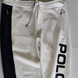 Polo Ralph Lauren track suit sweatpants joggers | White w/Navy stripe | Size: S
